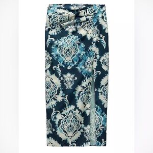 ZARA | WRAP STYLE PAISLEY FLORAL BLUE PATTERNED MAXI SKIRT SIZE M BLOGGERS FAV